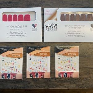 Lot - 2 Color street nail packs & 3 packs of nail stickers